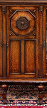Load image into Gallery viewer, Antique English Jacobean Bookcase Bow Front Cabinet Triple Door Oak c1930s