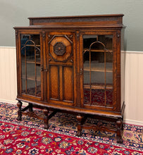 Load image into Gallery viewer, Antique English Jacobean Bookcase Bow Front Cabinet Triple Door Oak c1930s