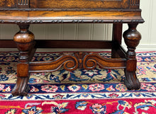 Load image into Gallery viewer, Antique English Jacobean Bookcase Bow Front Cabinet Triple Door Oak c1930s