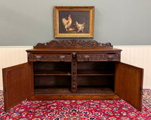 Load image into Gallery viewer, Antique Renaissance Revival French Server Sideboard Buffet Cabinet Oak 19C