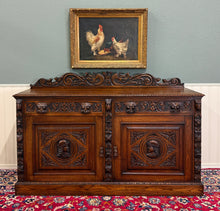 Load image into Gallery viewer, Antique Renaissance Revival French Server Sideboard Buffet Cabinet Oak 19C