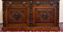 Load image into Gallery viewer, Antique Renaissance Revival French Server Sideboard Buffet Cabinet Oak 19C