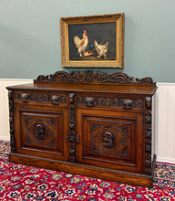 Load image into Gallery viewer, Antique Renaissance Revival French Server Sideboard Buffet Cabinet Oak 19C