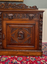 Load image into Gallery viewer, Antique Renaissance Revival French Server Sideboard Buffet Cabinet Oak 19C