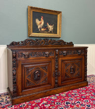 Load image into Gallery viewer, Antique Renaissance Revival French Server Sideboard Buffet Cabinet Oak 19C