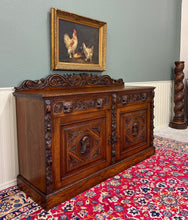 Load image into Gallery viewer, Antique Renaissance Revival French Server Sideboard Buffet Cabinet Oak 19C