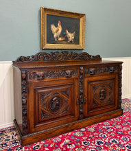 Load image into Gallery viewer, Antique Renaissance Revival French Server Sideboard Buffet Cabinet Oak 19C