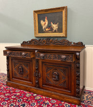 Load image into Gallery viewer, Antique Renaissance Revival French Server Sideboard Buffet Cabinet Oak 19C