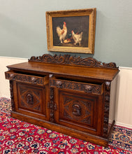 Load image into Gallery viewer, Antique Renaissance Revival French Server Sideboard Buffet Cabinet Oak 19C