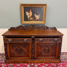 Load image into Gallery viewer, Antique Renaissance Revival French Server Sideboard Buffet Cabinet Oak 19C