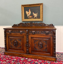 Load image into Gallery viewer, Antique Renaissance Revival French Server Sideboard Buffet Cabinet Oak 19C