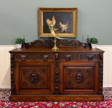 Load image into Gallery viewer, Antique Renaissance Revival French Server Sideboard Buffet Cabinet Oak 19C