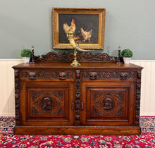 Load image into Gallery viewer, Antique Renaissance Revival French Server Sideboard Buffet Cabinet Oak 19C