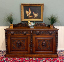 Load image into Gallery viewer, Antique Renaissance Revival French Server Sideboard Buffet Cabinet Oak 19C