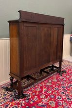 Load image into Gallery viewer, Antique English Jacobean Bookcase Bow Front Cabinet Triple Door Oak c1930s