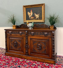 Load image into Gallery viewer, Antique Renaissance Revival French Server Sideboard Buffet Cabinet Oak 19C