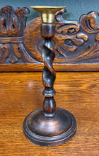 Load image into Gallery viewer, Antique English Barley Twist Candlesticks Candle Holders Oak PAIR 8.75&quot; PETITE