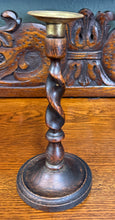 Load image into Gallery viewer, Antique English Barley Twist Candlesticks Candle Holders Oak PAIR 8.75&quot; PETITE