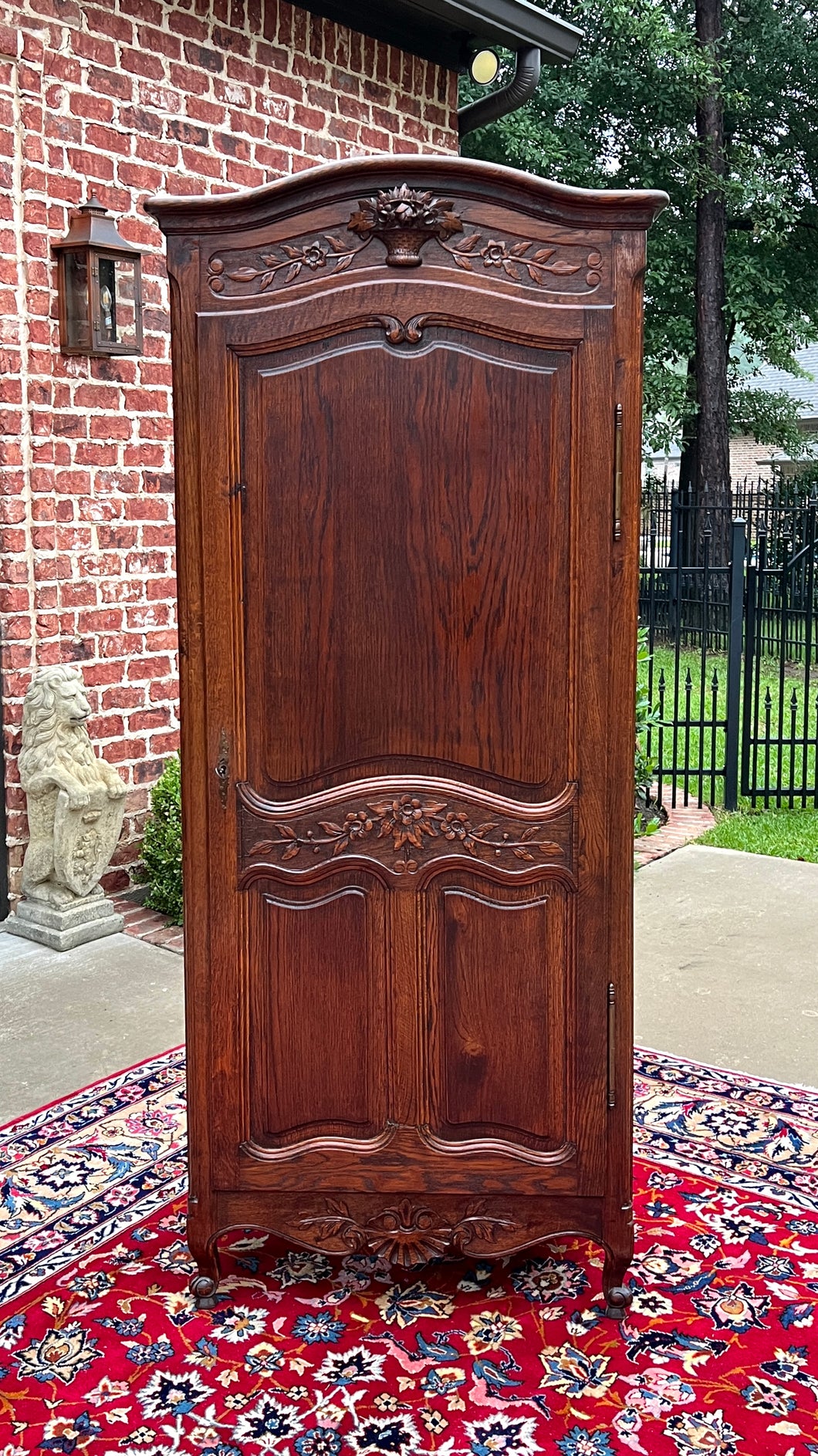 Antique French Country Louis XV Armoire Wardrobe Cabinet Linen Closet Oak 1930s