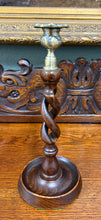 Load image into Gallery viewer, Antique English Open Barley Twist Candlesticks Candle Holders Oak PAIR 11.5&quot;