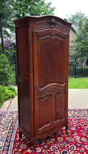 Antique French Country Louis XV Armoire Wardrobe Cabinet Linen Closet Oak 1930s