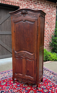 Antique French Country Louis XV Armoire Wardrobe Cabinet Linen Closet Oak 1930s