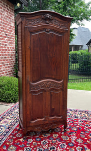 Antique French Country Louis XV Armoire Wardrobe Cabinet Linen Closet Oak 1930s