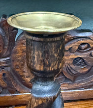 Load image into Gallery viewer, Antique English Open Barley Twist Candlesticks Candle Holders Oak PAIR 10.5&quot;