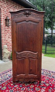 Antique French Country Louis XV Armoire Wardrobe Cabinet Linen Closet Oak 1930s