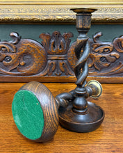 Load image into Gallery viewer, Antique English Open Barley Twist Candlesticks Candle Holders Oak PAIR 10.5&quot;