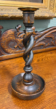Load image into Gallery viewer, Antique English Open Barley Twist Candlesticks Candle Holders Oak PAIR 10.5&quot;