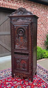 Antique French Breton Armoire Wardrobe Cabinet Linen Closet Chestnut 19th C #1