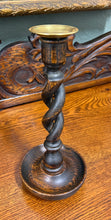 Load image into Gallery viewer, Antique English Open Barley Twist Candlesticks Candle Holders Oak PAIR 10.5&quot;