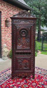 Antique French Breton Armoire Wardrobe Cabinet Linen Closet Chestnut 19th C #1