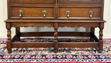 Load image into Gallery viewer, Antique English Jacobean Bookcase Bookshelf Cabinet Double Glass Door Oak c1930s