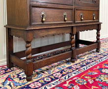 Load image into Gallery viewer, Antique English Jacobean Bookcase Bookshelf Cabinet Double Glass Door Oak c1930s
