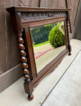 Load image into Gallery viewer, Antique English Wall Mirror Rectangular Barley Twist Post Oak Beveled 1930&#39;s