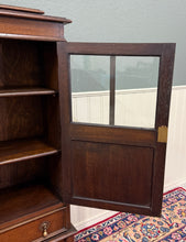 Load image into Gallery viewer, Antique English Jacobean Bookcase Bookshelf Cabinet Double Glass Door Oak c1930s