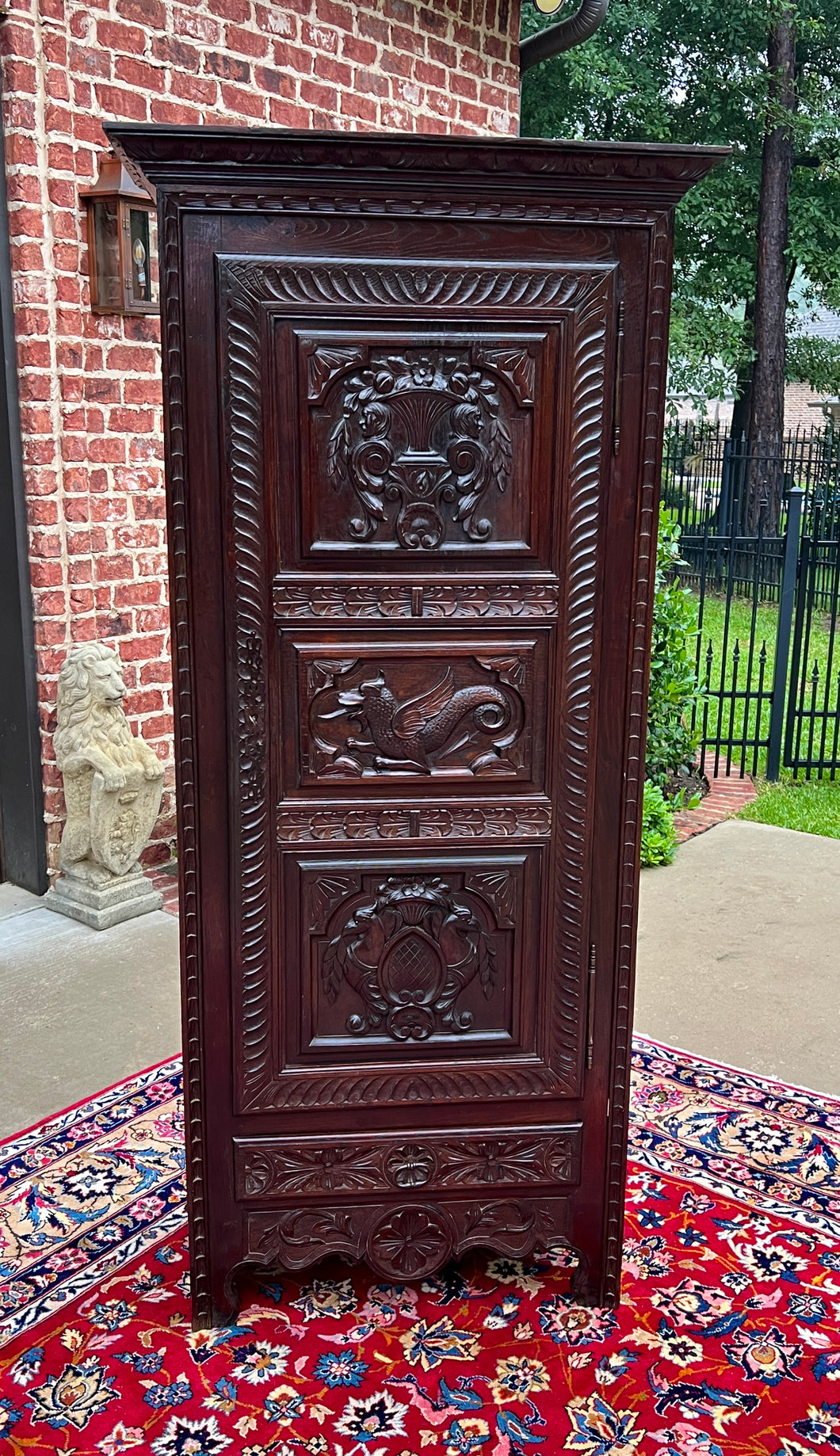 Antique French Breton Armoire Wardrobe Cabinet Linen Closet Chestnut c. 1900-20s