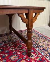 Load image into Gallery viewer, Antique English Country Farm Dining Table Farmhouse Tiger Oak 8&#39; Wide c.1920s