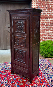 Antique French Breton Armoire Wardrobe Cabinet Linen Closet Chestnut c. 1900-20s