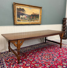 Load image into Gallery viewer, Antique English Country Farm Dining Table Farmhouse Tiger Oak 8&#39; Wide c.1920s
