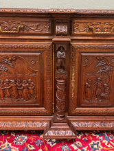 Load image into Gallery viewer, Antique French Breton LARGE Carved Sideboard Server Entry Buffet Oak c.1900-20s