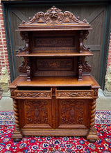 Load image into Gallery viewer, Antique French Buffet Server Sideboard Buffet Barley Twist Honey Oak 3-Tier 19C