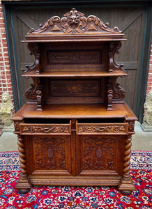 Antique French Buffet Server Sideboard Buffet Barley Twist Honey Oak 3-Tier 19C