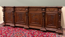Load image into Gallery viewer, Antique French Breton LARGE Carved Sideboard Server Entry Buffet Oak c.1900-20s