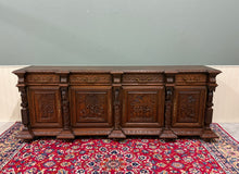 Load image into Gallery viewer, Antique French Breton LARGE Carved Sideboard Server Entry Buffet Oak c.1900-20s