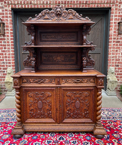 Antique French Buffet Server Sideboard Buffet Barley Twist Honey Oak 3-Tier 19C