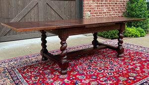 Antique English Dining Table Draw Leaf Table Barley Twist Oak Breakfast c. 1930s