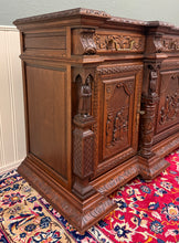 Load image into Gallery viewer, Antique French Breton LARGE Carved Sideboard Server Entry Buffet Oak c.1900-20s